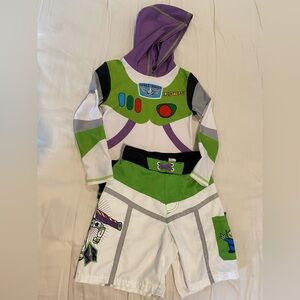 Disney Buzz Lightyear Swim Trunks & Rash Guard - Green, Purple, White - Size 5/6